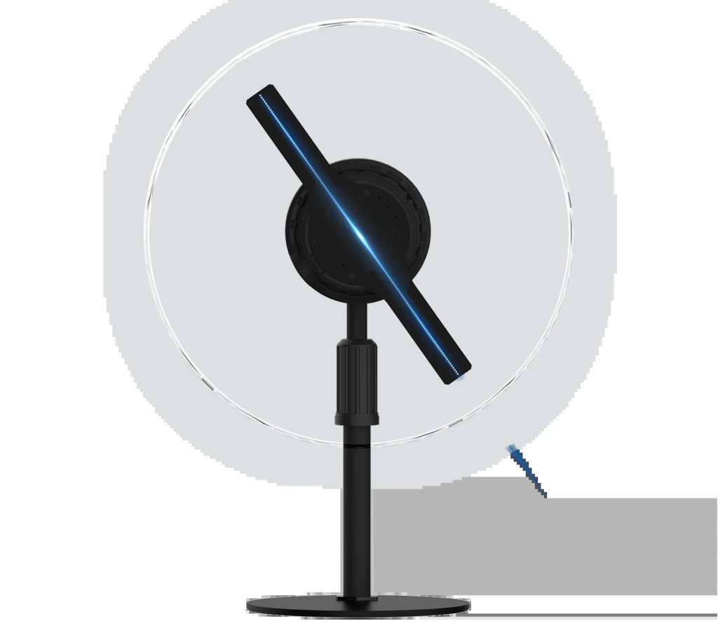 8.6in Transparent Round Acrylic Desktop 3D Hologram Fan Clear Holographic Display Screen for Retail Counter and Product Showcase